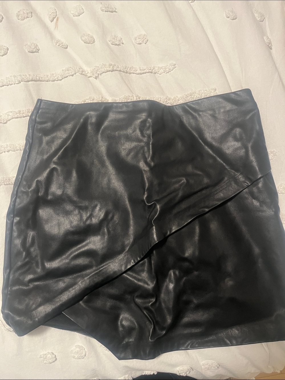 Dynamite Black Faux Leather Asymmetrical Mini Skirt